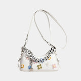 Color Flower Baguette Crossbody Bag