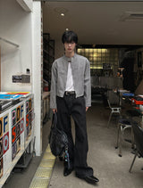 Media Rib Flare Denim Pants
