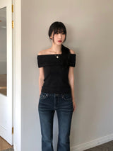 ヘアリーオフショルダートップス (3 colors)