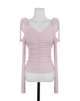 term ribbon off & shirring slim top