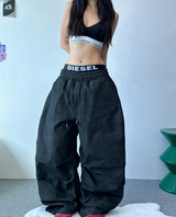 ステッチングポイントパラシュートデニムパンツ🖤