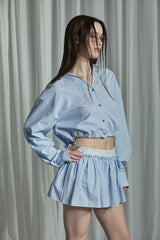 SEERSUCKER SKIRT -BLUE