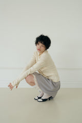 BOW MINI DOT LACE SKIRT (GREY)