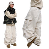 Wide Wool Pleated Cargo Pants