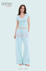 Taylor Mint Lettering Casual Wide Pants (TOP)