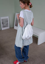 Flower Satin Backpack_White