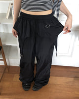 Corit keyring layered nylon two-way banding wide long pants