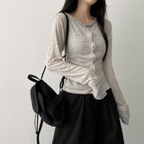 Sharo Layered Slim Fit Button Long Sleeve Cardigan