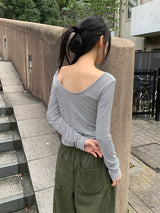 ピンストライプワイドネック長袖(3C)