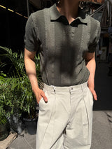 [MUSCLE FIT] スカシラインハーフニット(4color)
