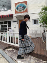 FADE CHECK MAXI SKIRT (2C)