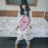 vintage patchwork backpack pink