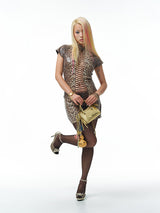 Sequin Leopard Print Lace-Up Qipao