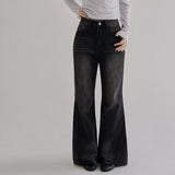 [made/4size] [Enkeu] Seam Detail Washed Wide Bootcut Denim Pants - 4 Colors