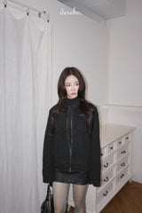 London black denim casual zip-up jacket