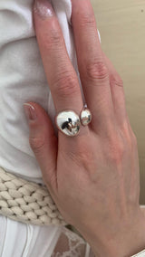 Silver ball shape open ring