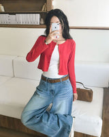 [MADE] Pop Color Ribbed Long Sleeve Cardigan
