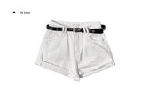 [Belt SET] Bessy Roll-up Washing Denim Short Pants