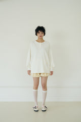 KIKI HENLEY NECK WAFFLE TOP (WHITE)