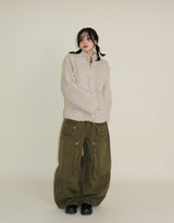 Kuro banding snap pocket wide fit washed pants