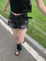 Ash & Ocean Damage Washing Denim Shorts (2 colors)
