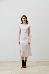 LILY OFF-SHOULDER SHIRRING TOP / WHITE