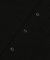 Texture Crop Roll-Up Check Short Sleeve Shirt - Black