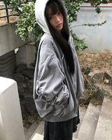 Debin Oversized Shirring Hooded Bomber Jacket