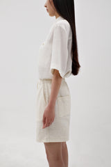 Cotton blend tweed shorts, Cream