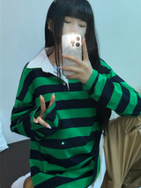 キュートカラーペティット👚ストライプロングスリーブTシャツ🎀❤💚3カラー