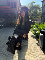 wool base lace V-neck long-sleeved t-shirt