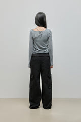 Shirring Layered Tee_Grey