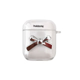 シルバーリボンairpodクリアハードケース (airpods ケース)