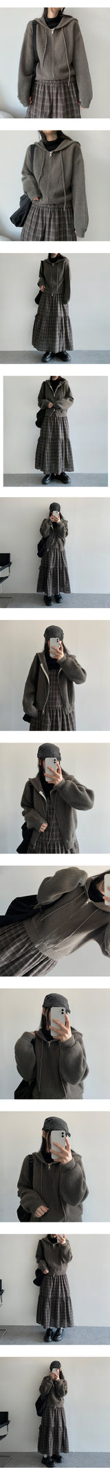 Sasha Layered Ribbon Cancan Check Long Dress