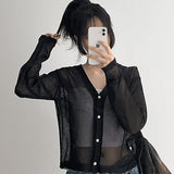 [Linen Cardigan☀️] シースルー カーディガン、キューブ サマー カーディガン(12 colors)