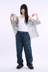 Origin linen over check shirt