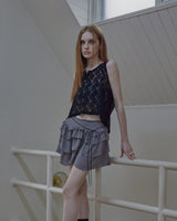 ethnic lace hoodie sleeveless / black