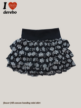 flower frill cancan banding mini skirt
