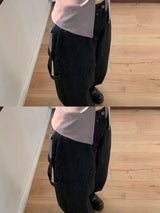 Cats Stripe Balloon Fit Wide Carpenter Pants 