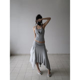 【MADE】chiffon flutter skirt, gray