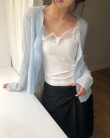 Meirin Lace V-Neck Sheer Cardigan