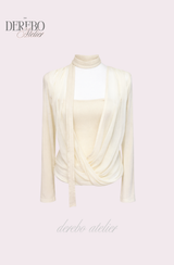 daisy scarf chiffon shirring blouse top
