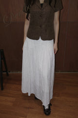 hot sealing plaid white long skirt