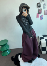 PARACHUTE TWO PINTUCK BALLOON LONG WIDE PANTS 🖤🩶💜🤎🩷5COLOR