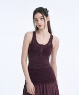 レース スリーブレス [BURGUNDY]