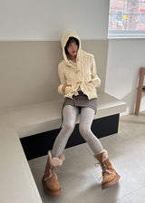 TOGGLE HOOD KNIT CARDIGAN