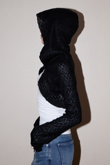  Wool Bolero Hoodie Cardigan_Black