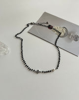 bss ブラックビーズパールサージカルフラワージュエリーチョーカーネックレス