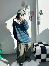 Y-D オーバーバルーンコットンパンツ🩶🖤💚 - 3 カラーズ