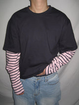 Stripe Layered Long Sleeve T-Shirt (3c)
